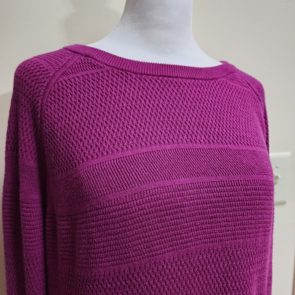 Banana Republic Mixed Textures Plum Purple Knit Pullover Sweater Size L - Picture 5 of 11